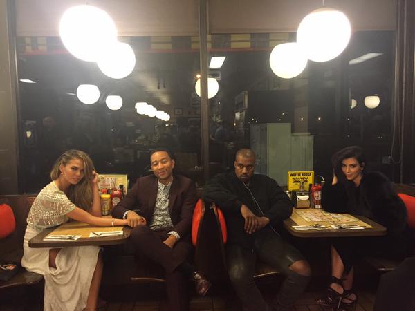 KIm Kardashian, Kanye West, John Legend and Chrissy Teigen Double Date at the Waffle House
