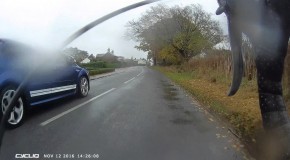 Car Driver Brake Checks Cyclist Overtaking Parked Car