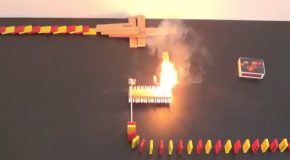 A Fire And Explosion Fueled Rube Goldberg Track
