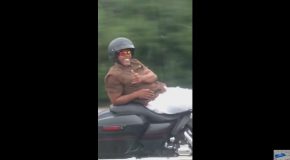 Amazing! Crazy Driving Skills, Man Drive Motorcycle Without Hand On Highway