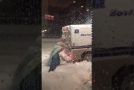 Queen Elsa Push Police Vehicle Out of Snow