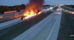 Fiery Dump Truck Crash On Highway 360
