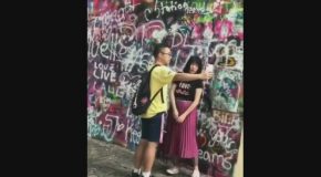 Asian Girl Treats Her Boyfriend Like A Human Selfie Stick