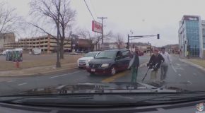 Kid in Car Seat Tumbles into Traffic