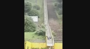 Dude Takes A Rough Ride Down Abandoned Water Slide