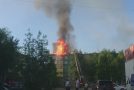 Burning Building Goes Boom