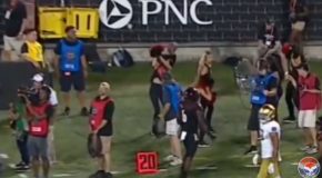 College QB Hits Cheerleader In Face With Football