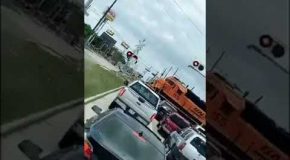 Trucker Absolutely Loses It After Train Does A Multiple Passes