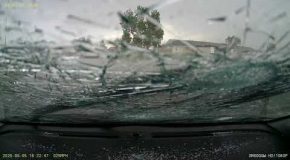 Huge Hailstorm Destroys Car’s Windshield!