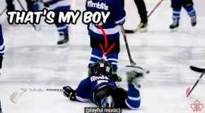 Father Mics Up 4-Year-Old Son During His Hockey Match!