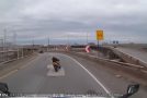 Truck’s Dashcam Captures A Motorcyclist Crashing!