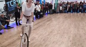 Girl Bicyclist Does Some Incredible Tricks!