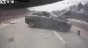 Bad BMW Car Driver Rear Ends Another Car