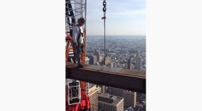 Ironworkers Working On Top Of The 55th Floor Of Comcast!
