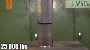 Using A Hydraulic Press To Force A Oversized Large Shaft Into Steel Tube!