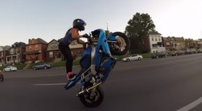 Girl Pulls Off Insane Stunts On A Motorcycle!