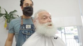 Old Man With A 40-Year-Old Beard Gets A Professional Trim!