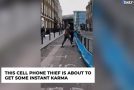 Cellphone Thief Tries To Run Away With A Cellphone, Gets Instant Karma!