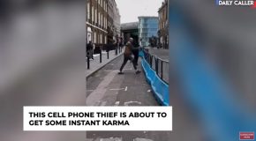 Cellphone Thief Tries To Run Away With A Cellphone, Gets Instant Karma!