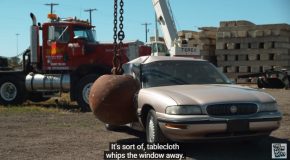 4-Ton Wrecking Ball Destroys Things And Gets Recorded In Slow Motion!