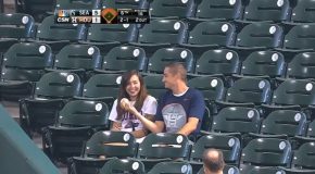 Baseball Fan Saves His Girlfriend From A Foul Ball!