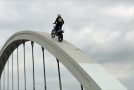 Dirt Bike Rider Rides On The Ridges Of A Bridge!