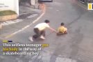 Boy Speeding Down A Slope Gets Saved By A Teenager In China
