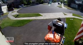 Kid Seen Hiding From The Cops Inside A Trash Can Filled With Baby Diapers