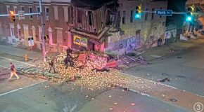 Huge Car Crash Causes A Building To Collapse In Baltimore