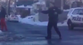 Cop Pulls a Gun in a Snowball Fight