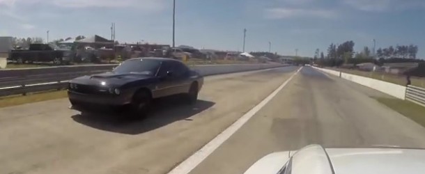 Ludicrous Tesla takes down multiple Hellcat Challengers Drag Racing!