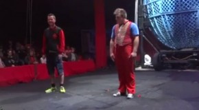 Volunteer Gets Knocked Out By Clown On Stage