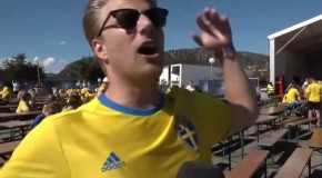 Emotional swedish football supporter venting out his frustration