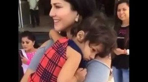 Cute adorable little fan girl refusing to leave Sunny Leone at an event