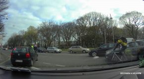 Cyclist And Car Collide Dashcam