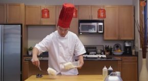 Professional Chef Cooks Unconvential Meal Using Just A Wooden Table