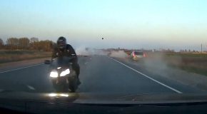 Two Bikers Crash Head First Into Oncoming Traffic