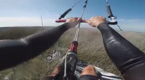 First Person Footage of Pro Kiteboarder Doing Tricks