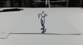 Dancer Drawn On Paper – Experiment With Multi Perspective Animation