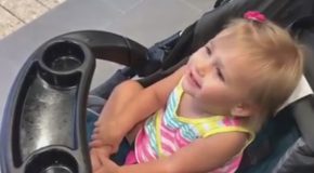Little Girl Adorably Thinks Batman Statue Is Her Dad
