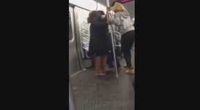 3 Drunk Chicks Start A Fight With The Wrong Dude On An NYC Train