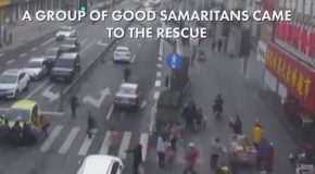 Crowd Gathers To Lift Car Off Trapped Boy!