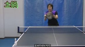 Expert Ping Pong Player Lobbies Back Balls With Different Items