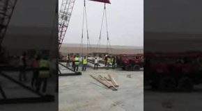 Construction Workers Flee For Their Lives After Crane Collapses