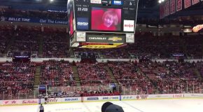 Fans at a Hockey Game Go Crazy For a Little Kid