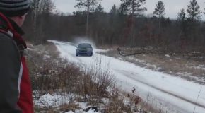 Rally Car Slides into Unsuspecting Onlooker, Launches Him into Air
