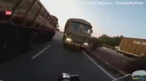 Biker Saved by Luck From Crashing