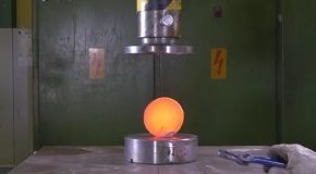 Crushing and Slicing Red Hot Steel With Hydraulic Press