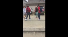 Crazy White Lady Screamin at Some Teens