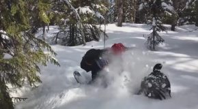 Guys Hiking Through The Snow Gets A Surprise From Nature